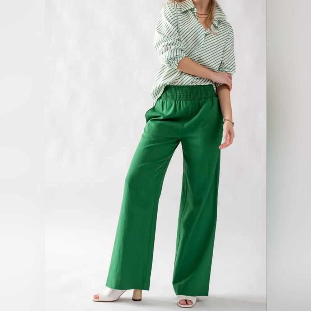 #46 LAST CHANCE! 🛑L CHIC & FABULOUS Linen Pants with Smocked Waist